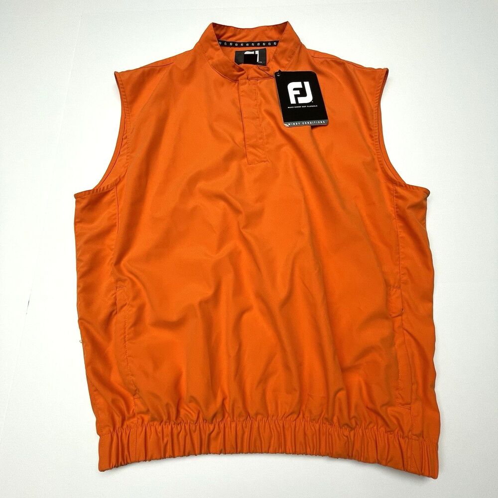 FootJoy Orange Vest Windshirt Windy Conditions Teflon Pullover Men’s Size Medium